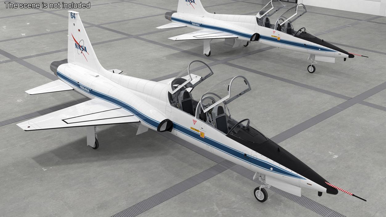 3D NASA Trainer Jet Aircraft T-38 White Rigged model