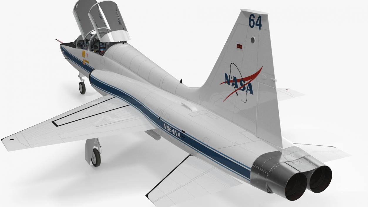 3D NASA Trainer Jet Aircraft T-38 White Rigged model