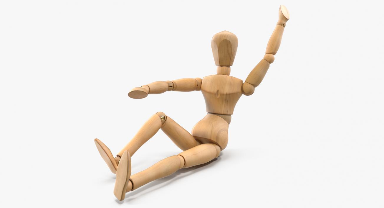 Wooden Dummy Toy Sitting Pose 3D model