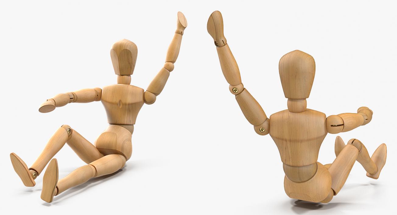 Wooden Dummy Toy Sitting Pose 3D model