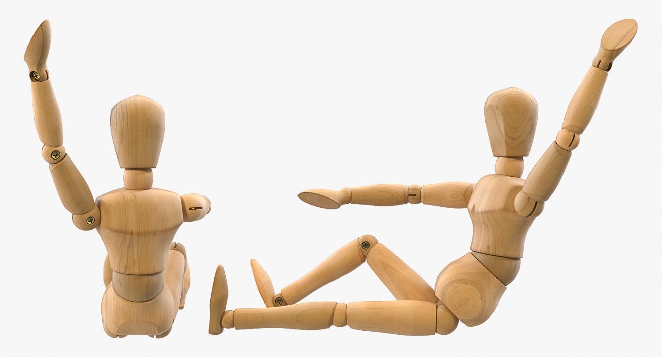 Wooden Dummy Toy Sitting Pose 3D model