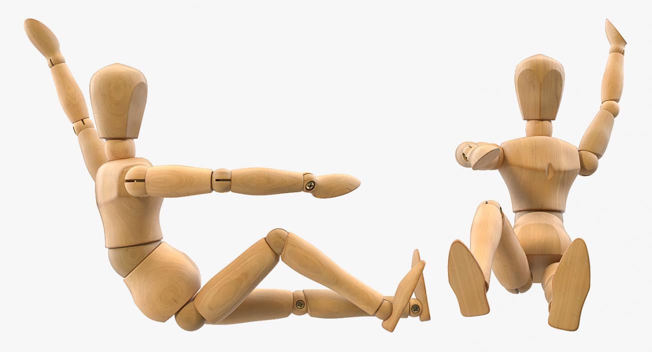 Wooden Dummy Toy Sitting Pose 3D model