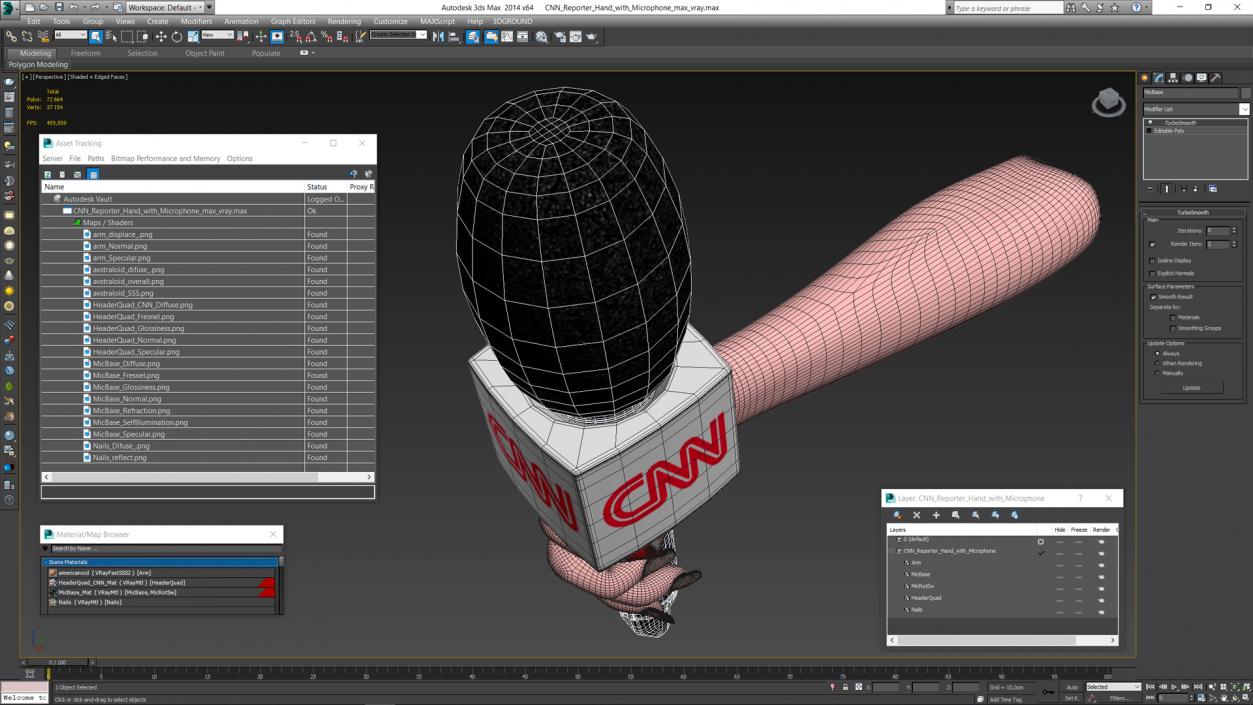 3D CNN Reporter Hand with Microphone model