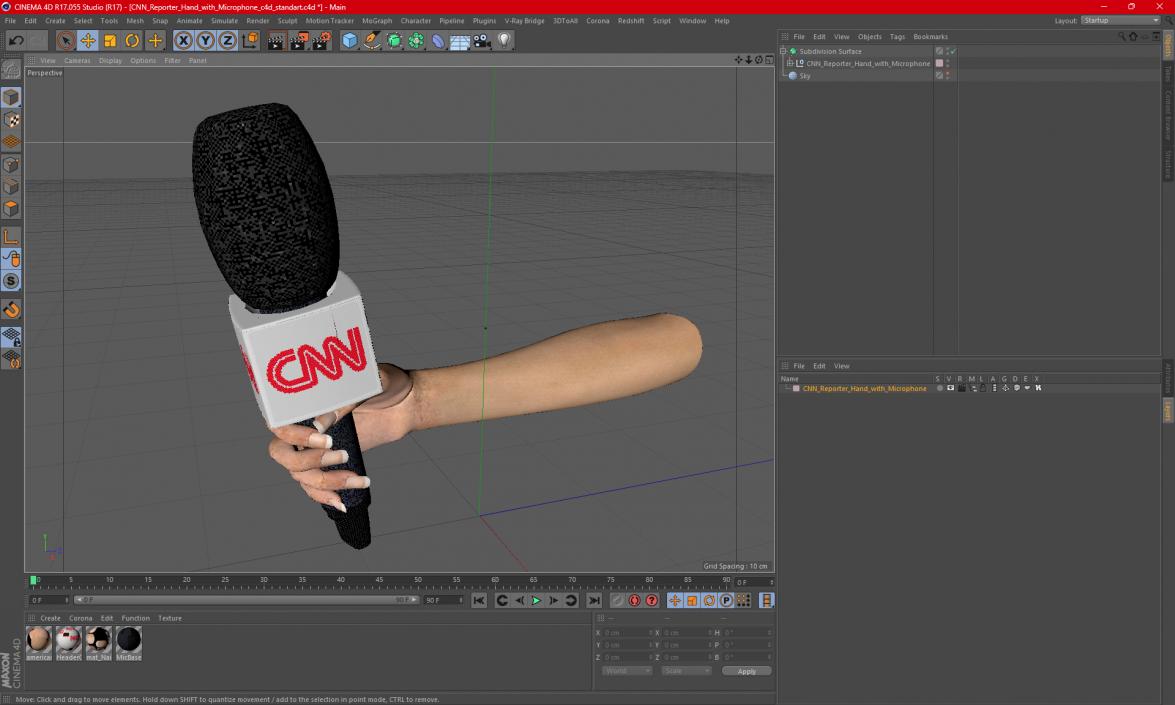 3D CNN Reporter Hand with Microphone model