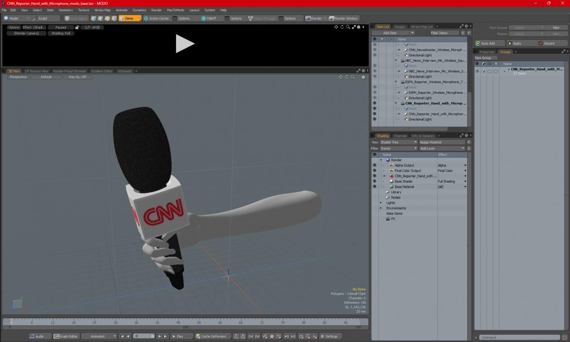 3D CNN Reporter Hand with Microphone model