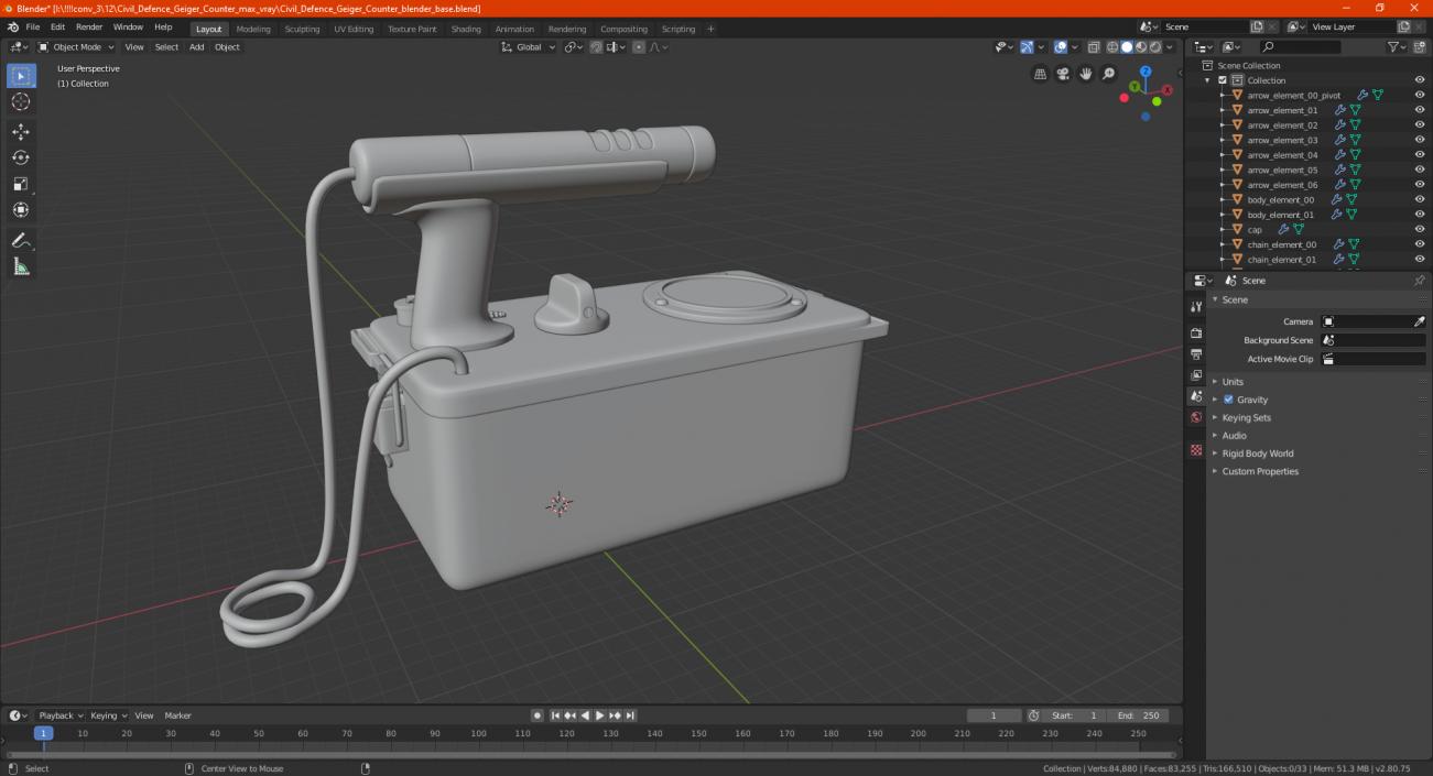 3D Civil Defence Geiger Counter model