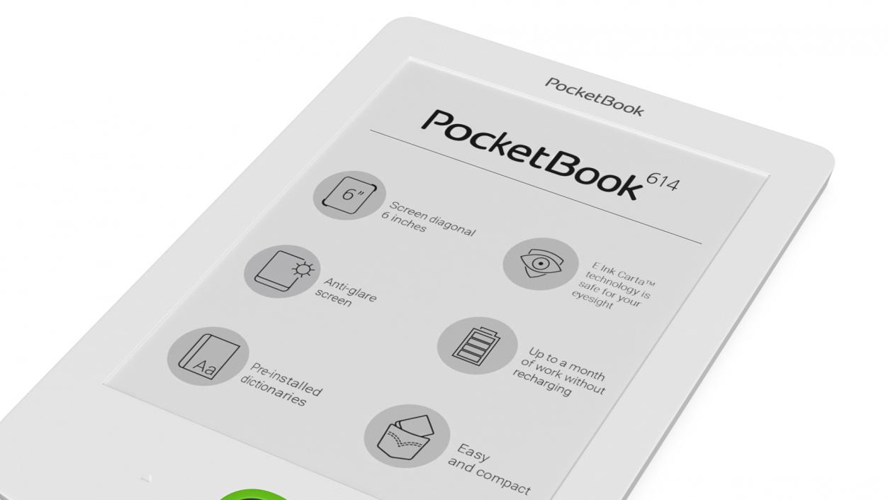 Ebook PocketBook 614 Limited Edition White 3D