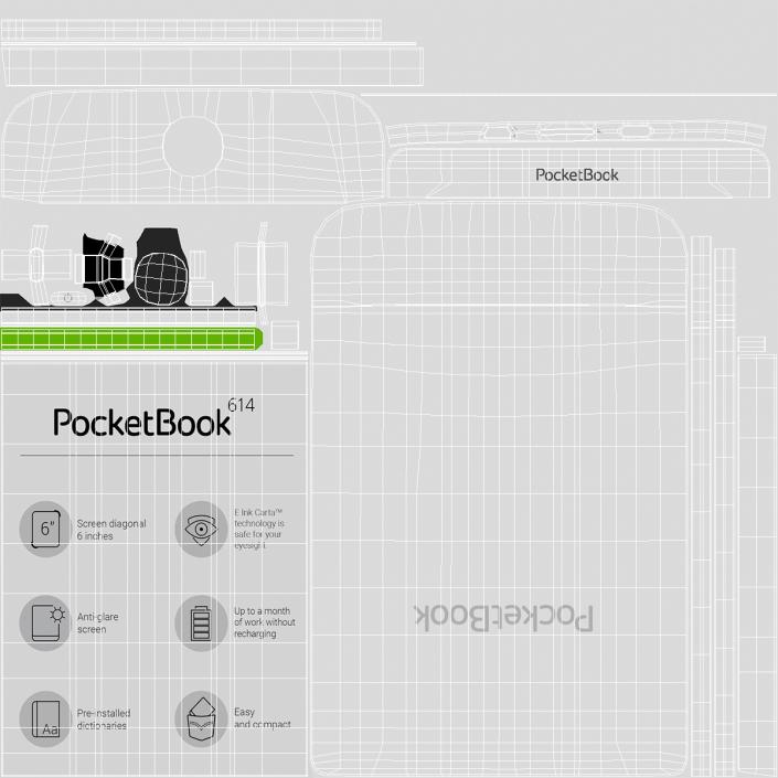 Ebook PocketBook 614 Limited Edition White 3D