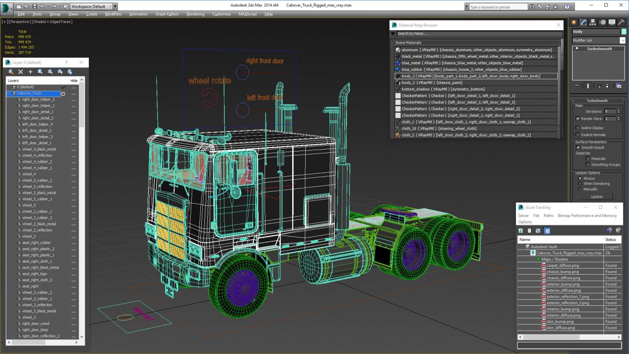 3D model Cabover Truck Rigged