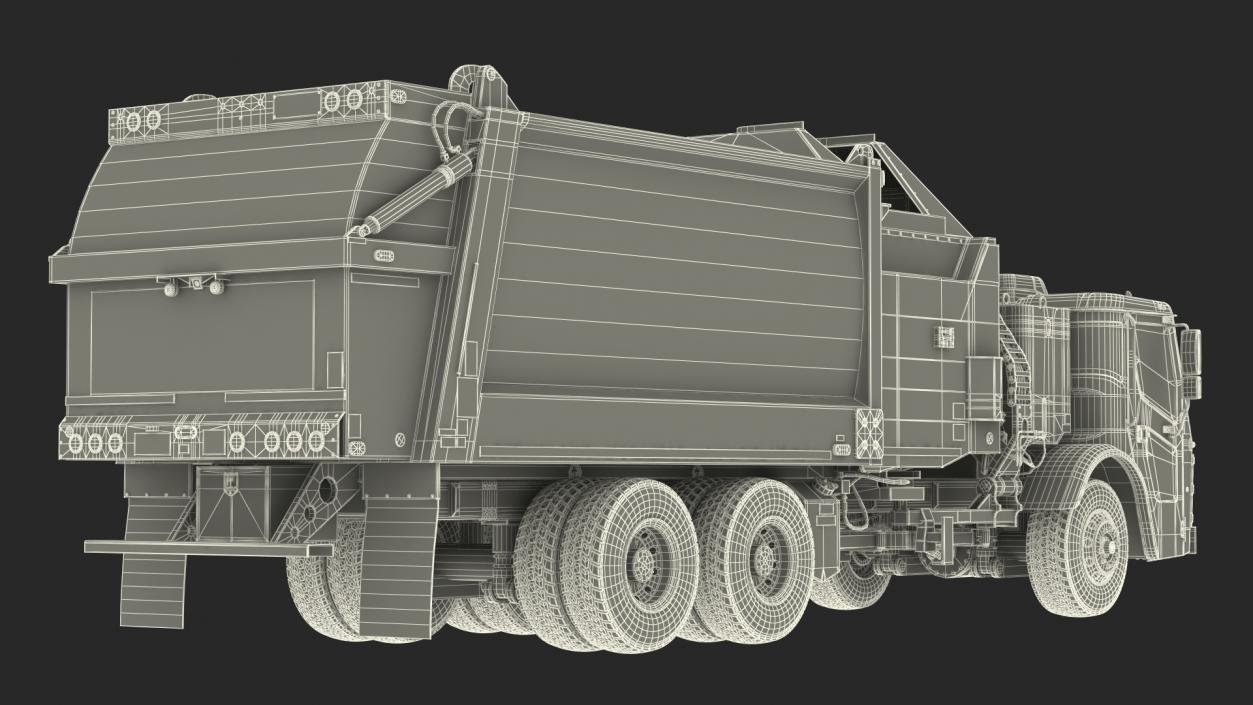 3D Electric Refuse Truck Green Simple Interior model