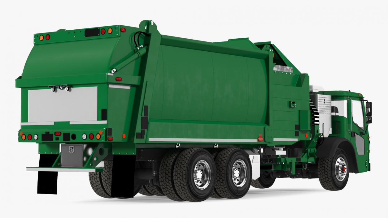 3D Electric Refuse Truck Green Simple Interior model