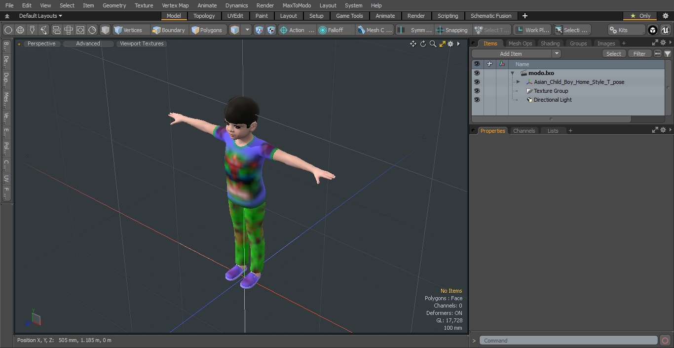 3D Asian Child Boy Home Style T-pose model