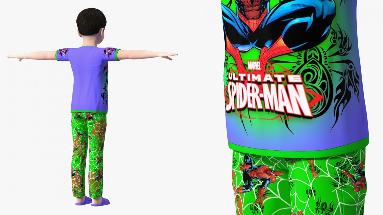 3D Asian Child Boy Home Style T-pose model