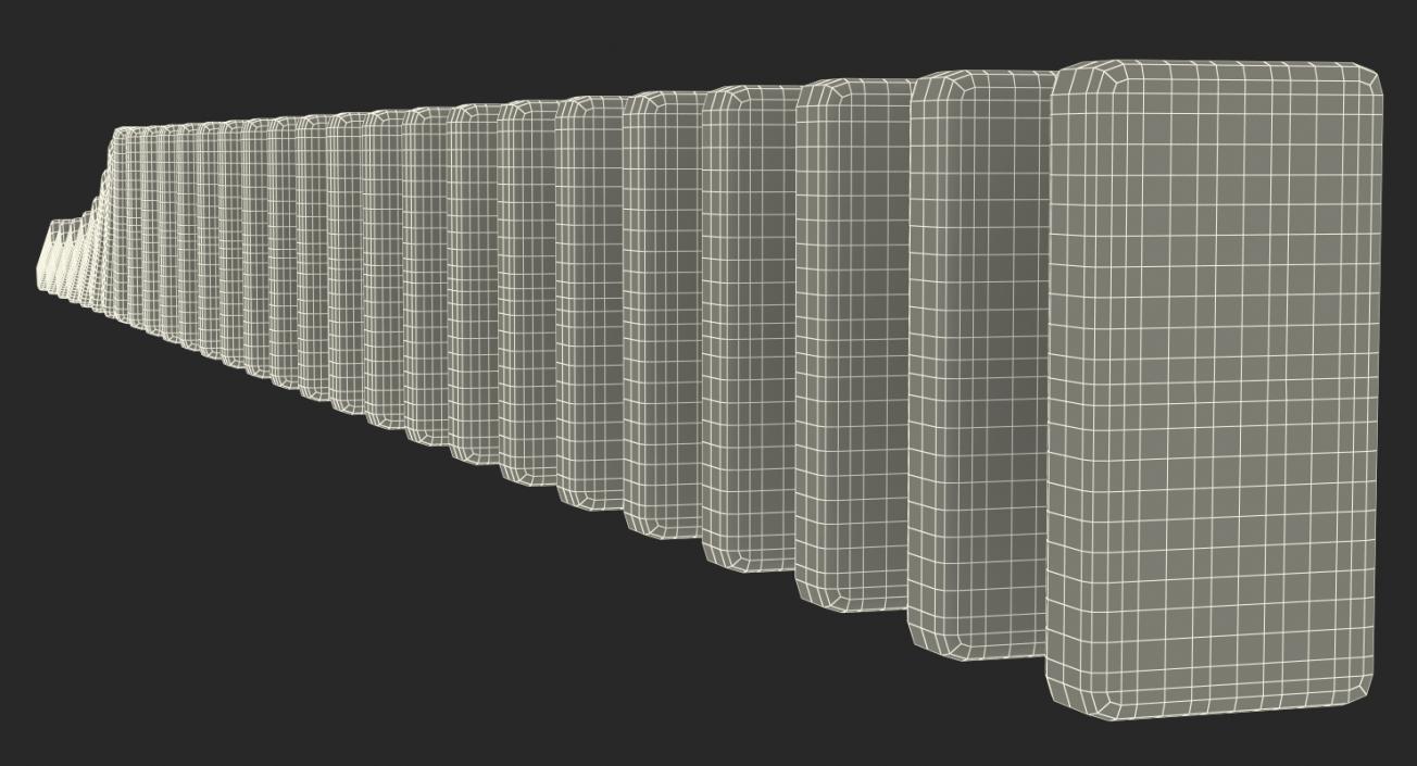 3D White Domino Knuckles Falling in a Row model