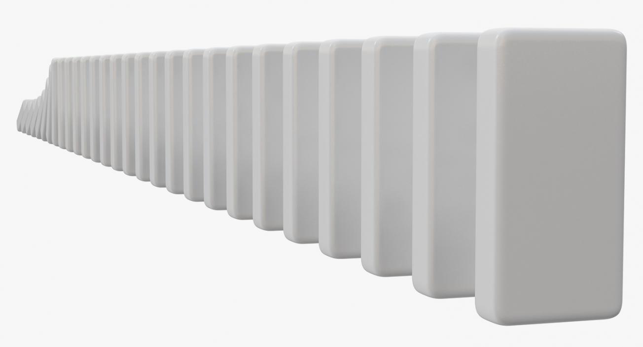 3D White Domino Knuckles Falling in a Row model