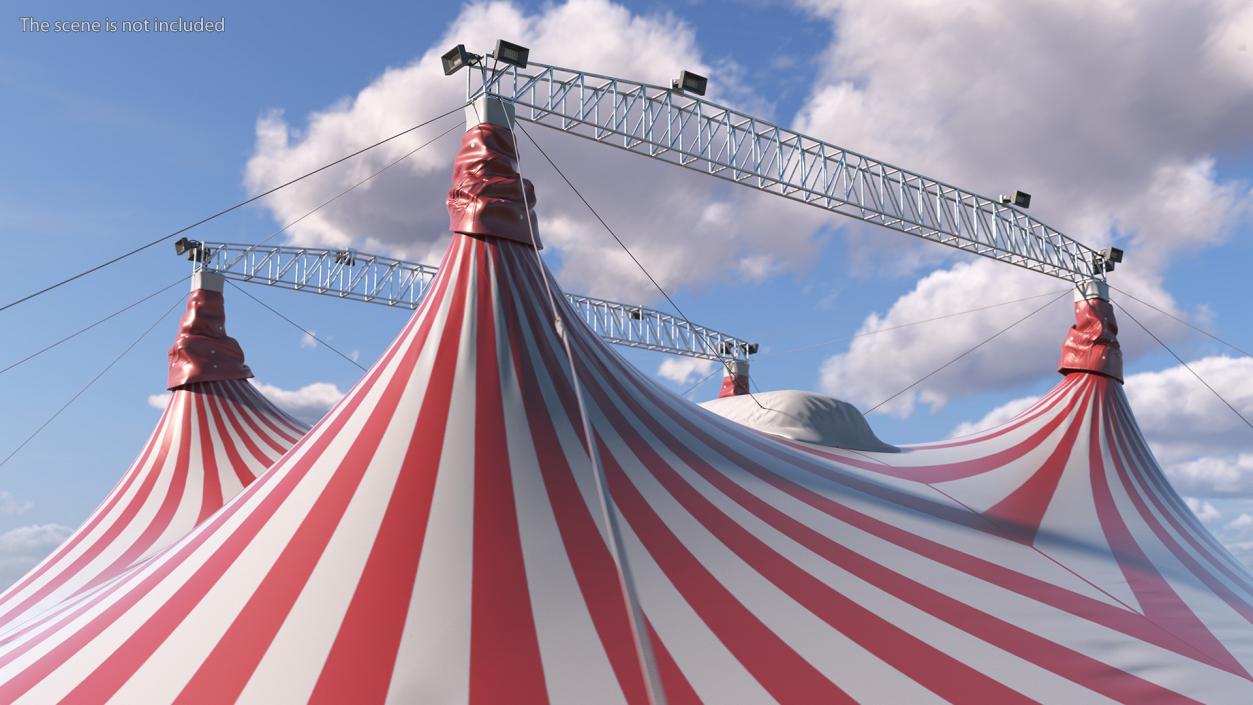 3D Circus Tent Red White Striped 2