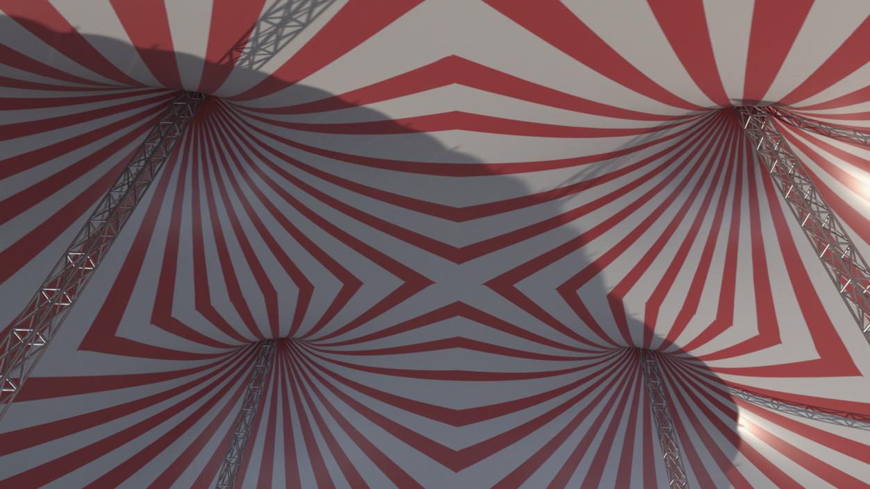 3D Circus Tent Red White Striped 2