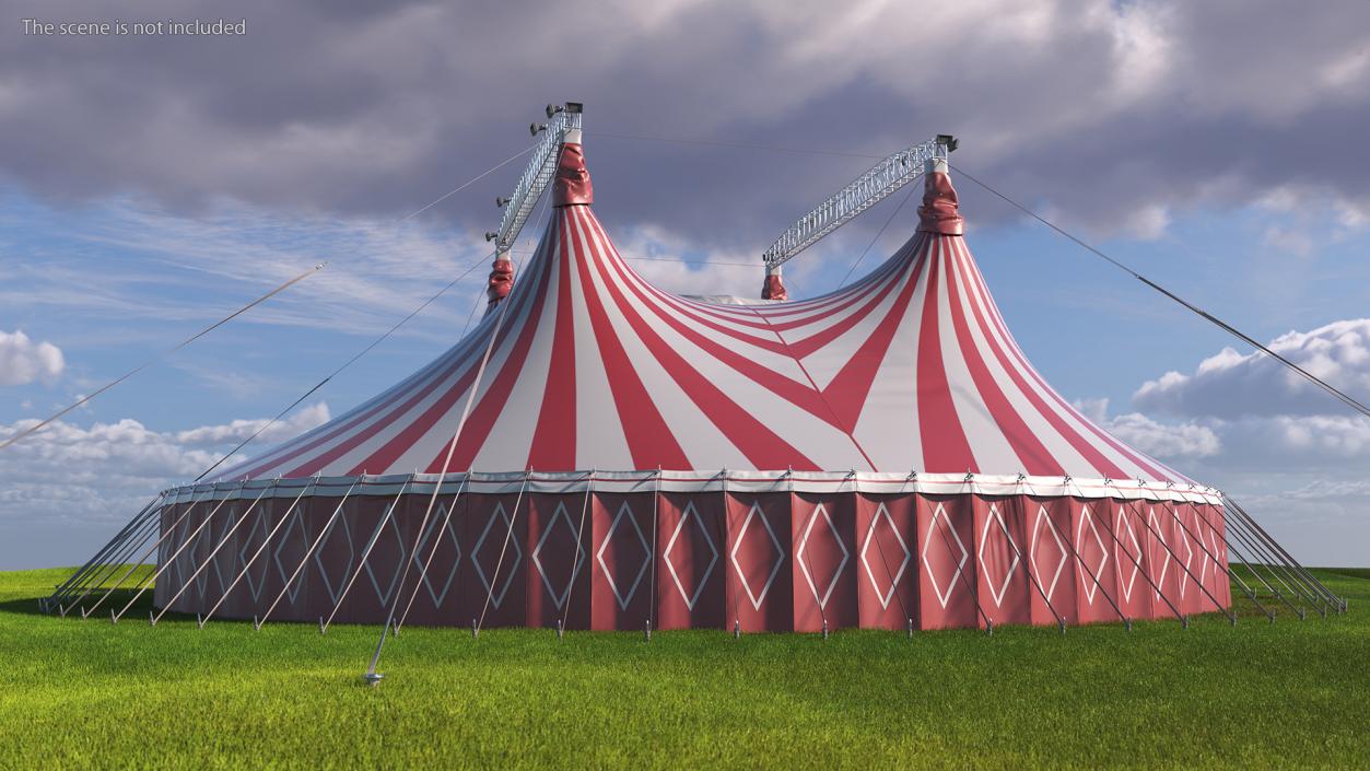 3D Circus Tent Red White Striped 2