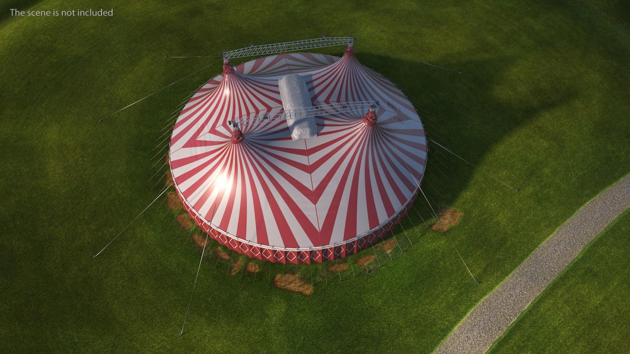 3D Circus Tent Red White Striped 2