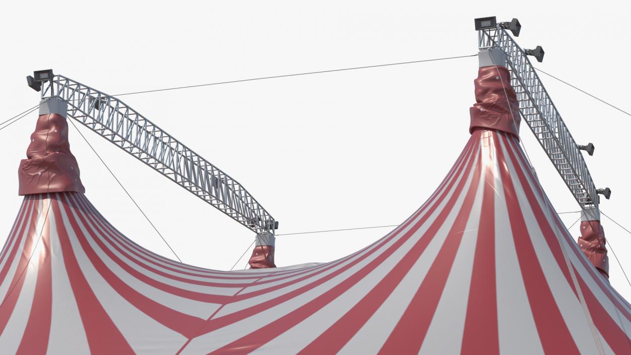 3D Circus Tent Red White Striped 2