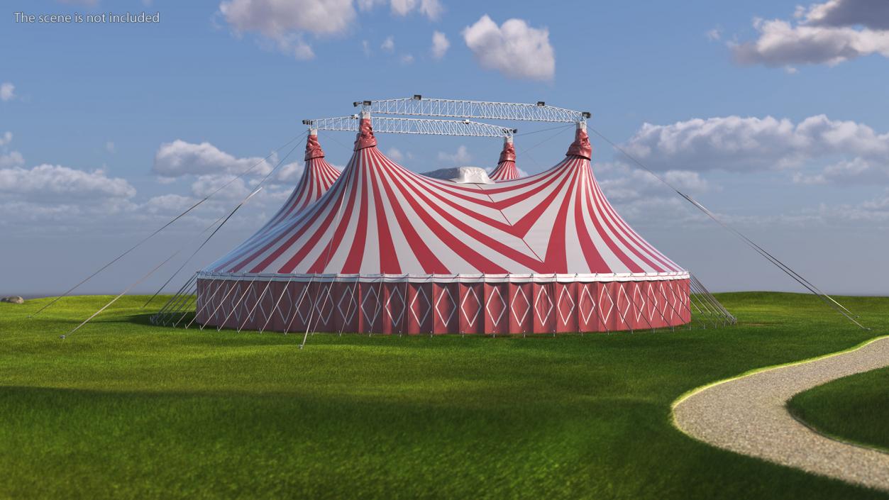 3D Circus Tent Red White Striped 2