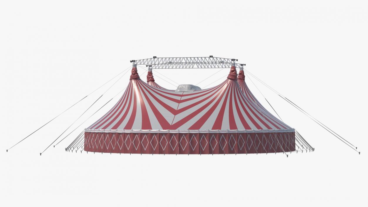 3D Circus Tent Red White Striped 2