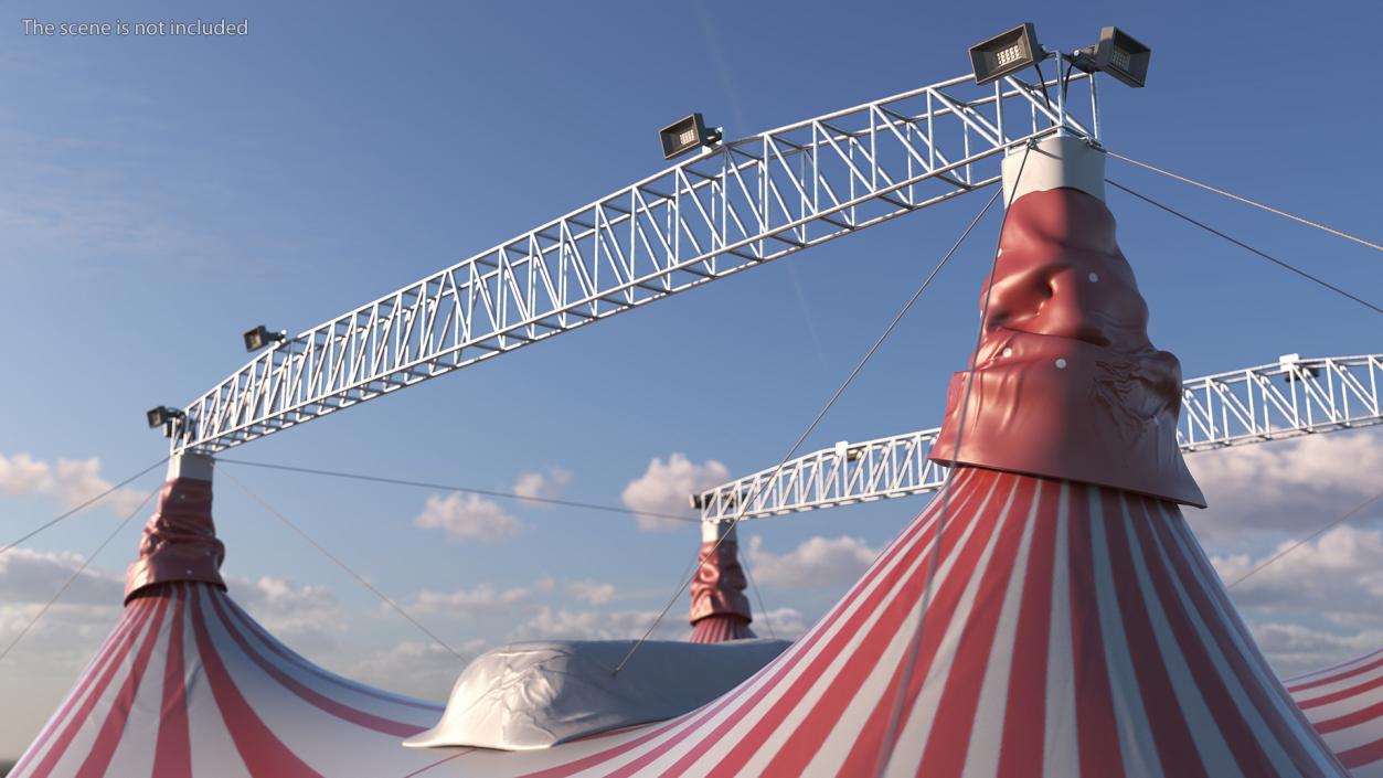 3D Circus Tent Red White Striped 2