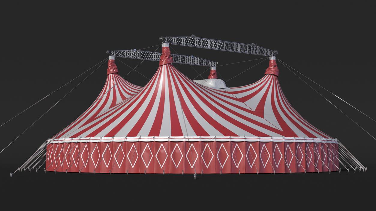 3D Circus Tent Red White Striped 2