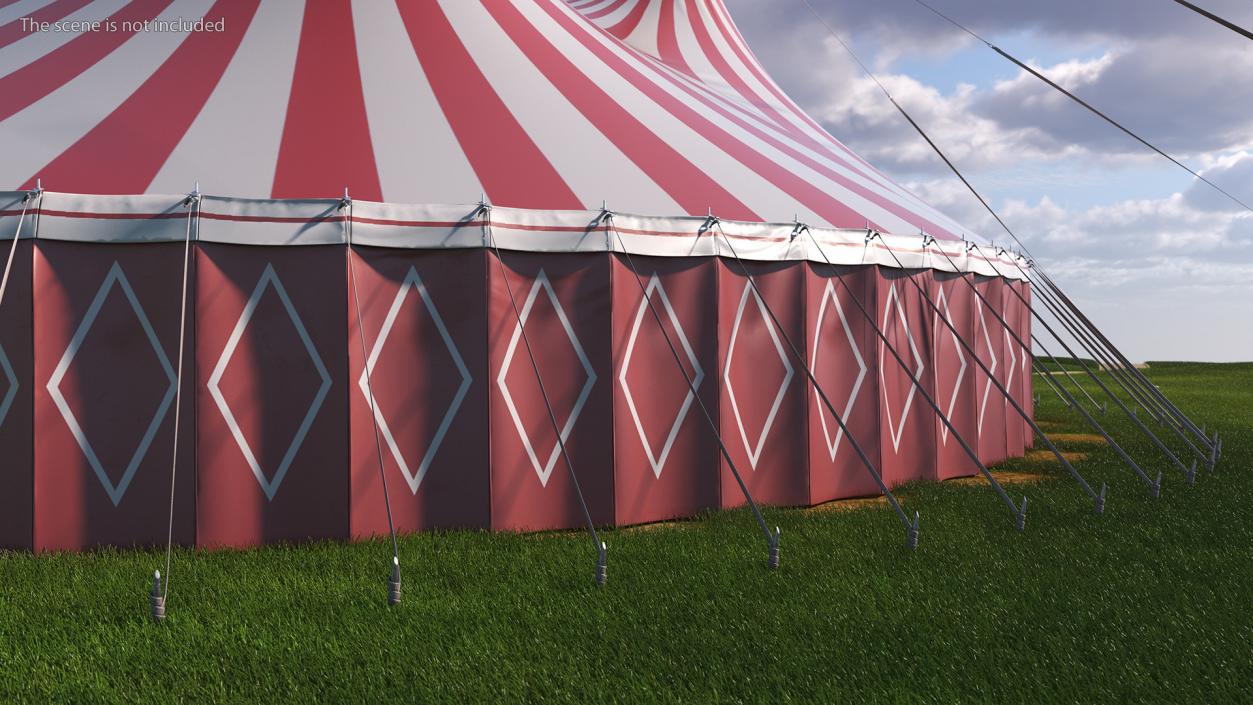 3D Circus Tent Red White Striped 2