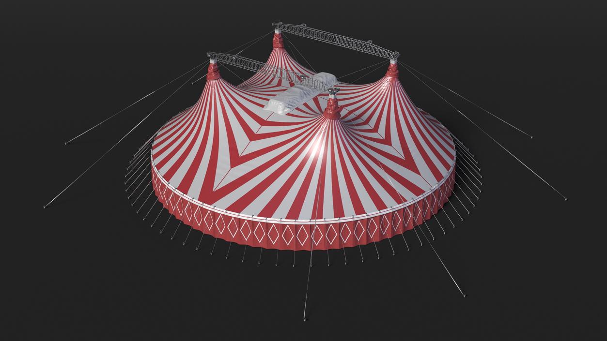 3D Circus Tent Red White Striped 2