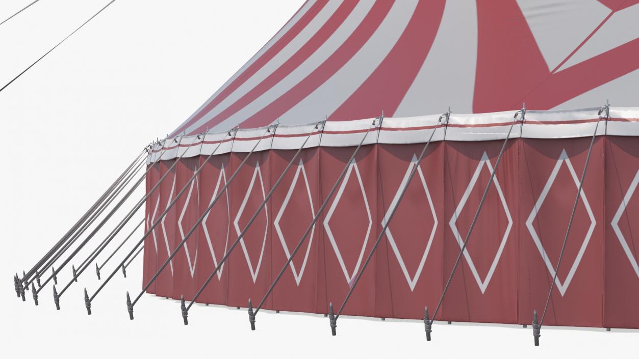 3D Circus Tent Red White Striped 2