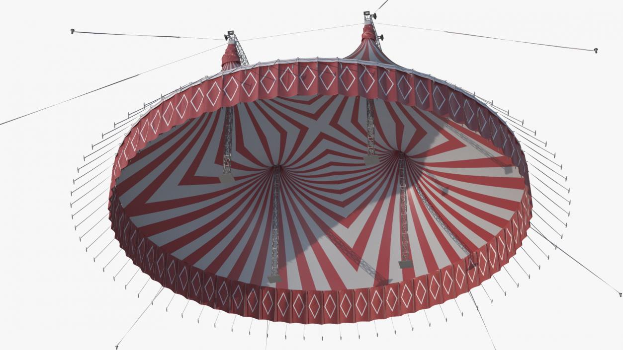 3D Circus Tent Red White Striped 2