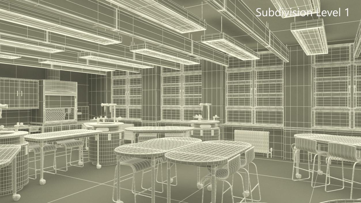 3D Modern Interior of the School Chemistry Classroom 2