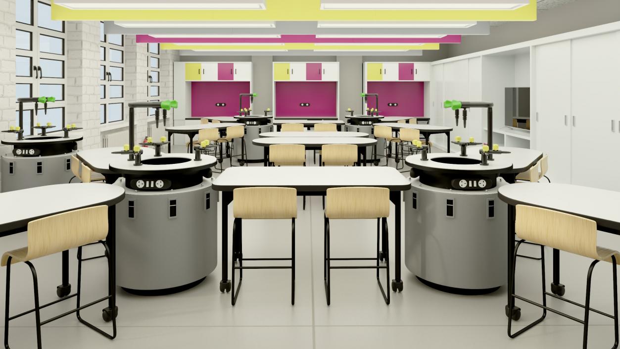 3D Modern Interior of the School Chemistry Classroom 2