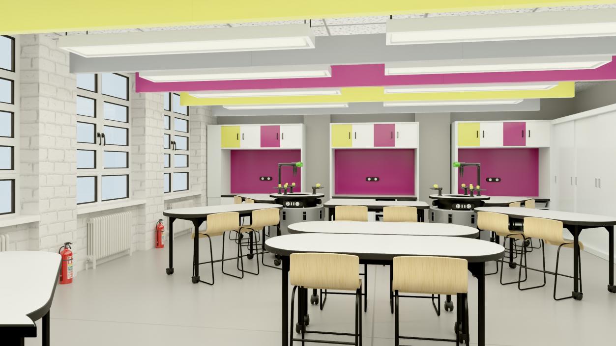 3D Modern Interior of the School Chemistry Classroom 2