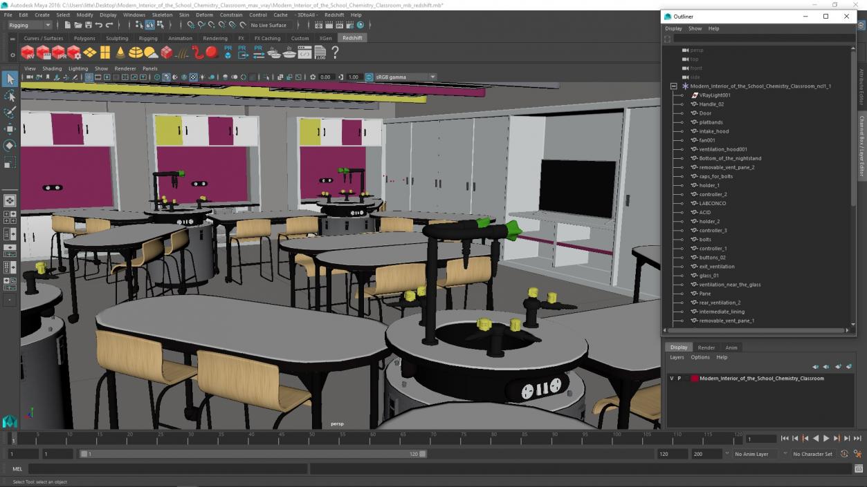 3D Modern Interior of the School Chemistry Classroom 2