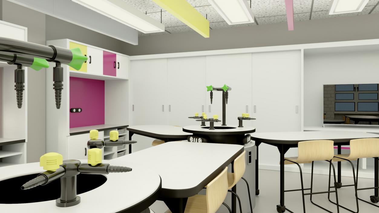 3D Modern Interior of the School Chemistry Classroom 2