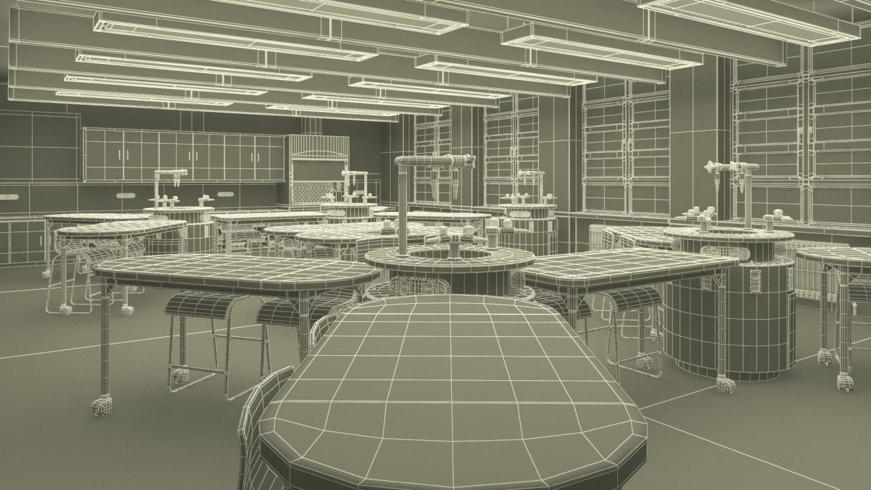 3D Modern Interior of the School Chemistry Classroom 2