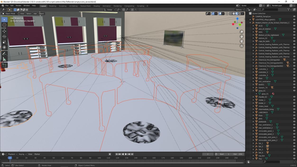 3D Modern Interior of the School Chemistry Classroom 2