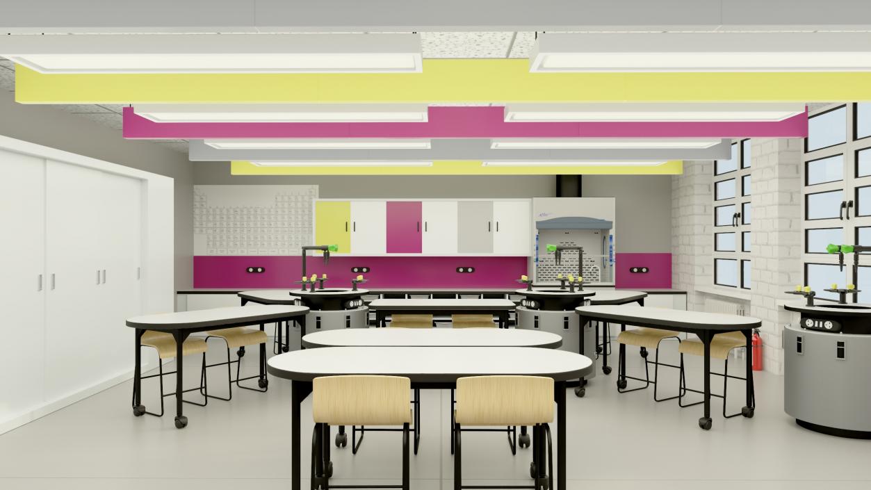 3D Modern Interior of the School Chemistry Classroom 2