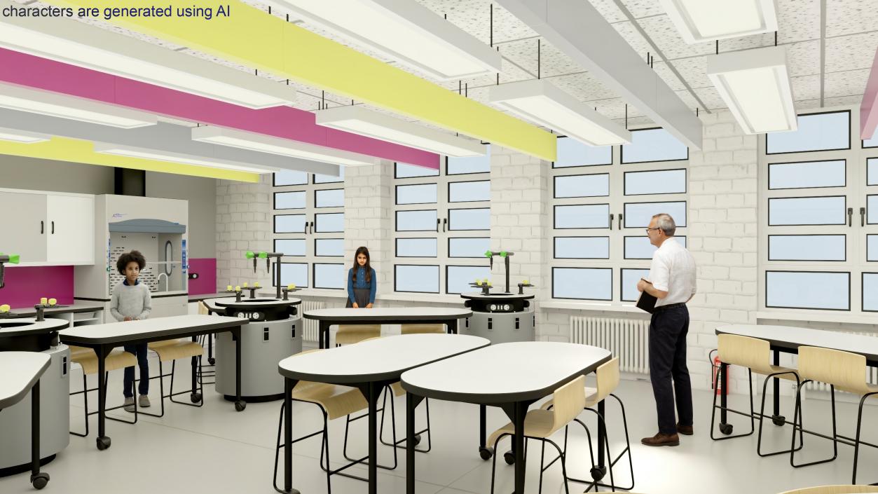 3D Modern Interior of the School Chemistry Classroom 2