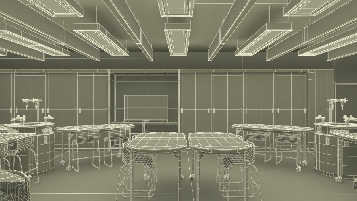 3D Modern Interior of the School Chemistry Classroom 2