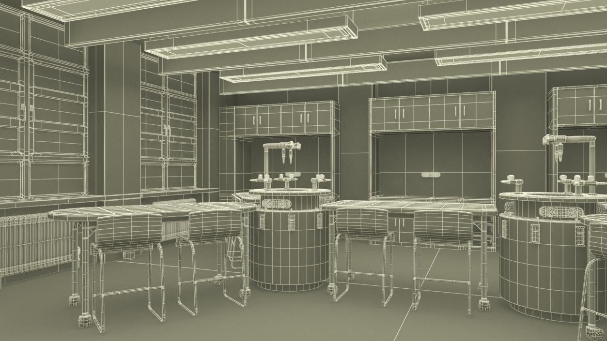 3D Modern Interior of the School Chemistry Classroom 2