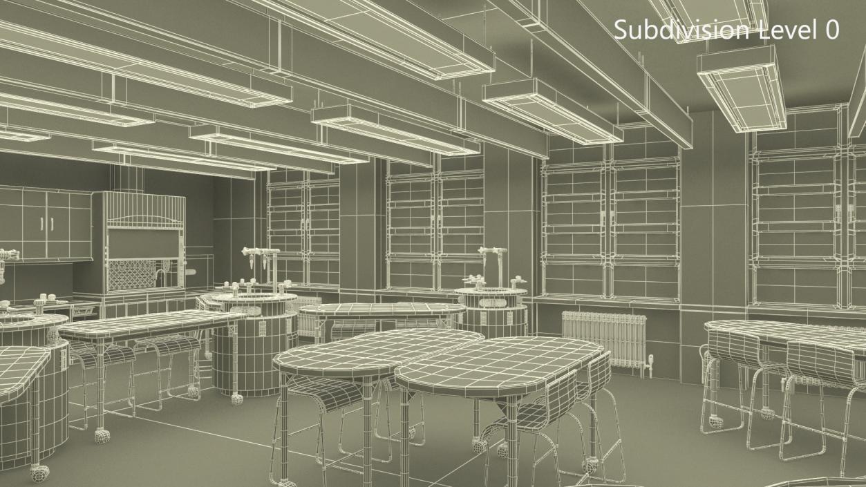 3D Modern Interior of the School Chemistry Classroom 2