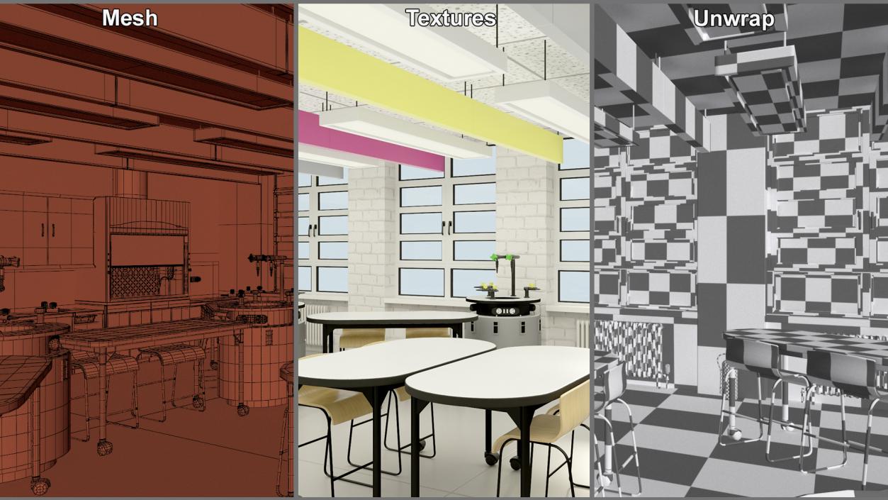 3D Modern Interior of the School Chemistry Classroom 2