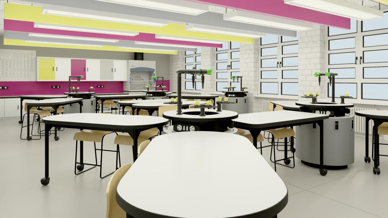 3D Modern Interior of the School Chemistry Classroom 2