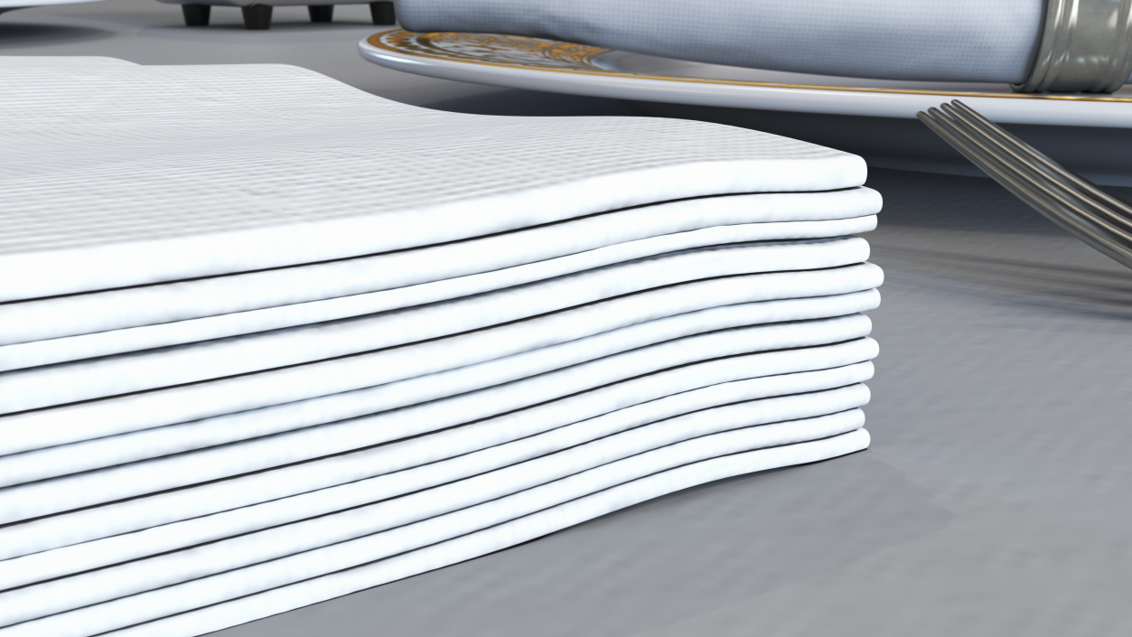 Stack of White Napkins 3D