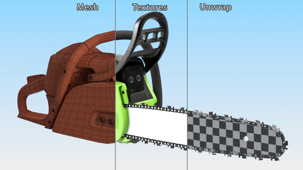 3D Gas Chainsaw Green Case model