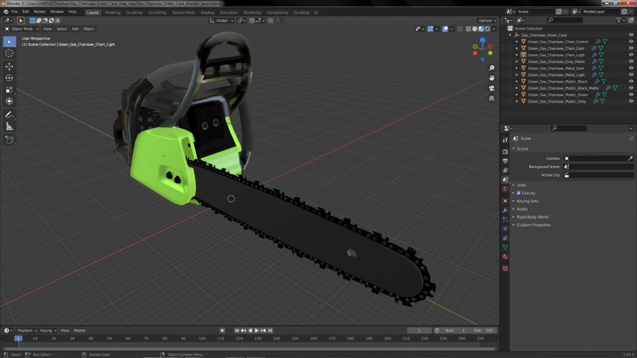 3D Gas Chainsaw Green Case model