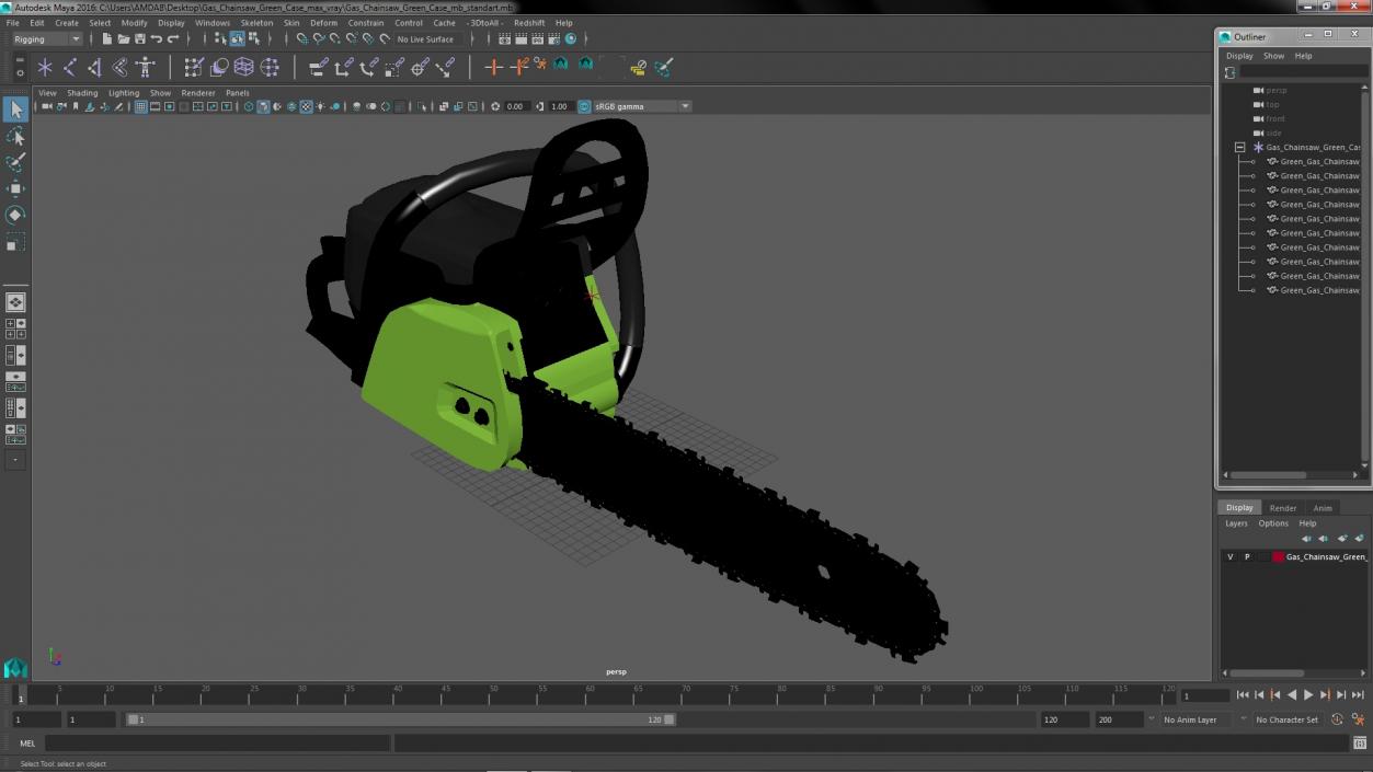 3D Gas Chainsaw Green Case model